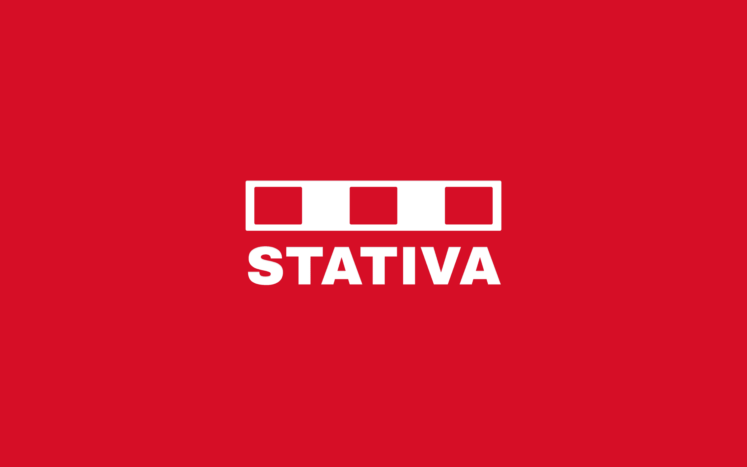 Stativa logo on a red background