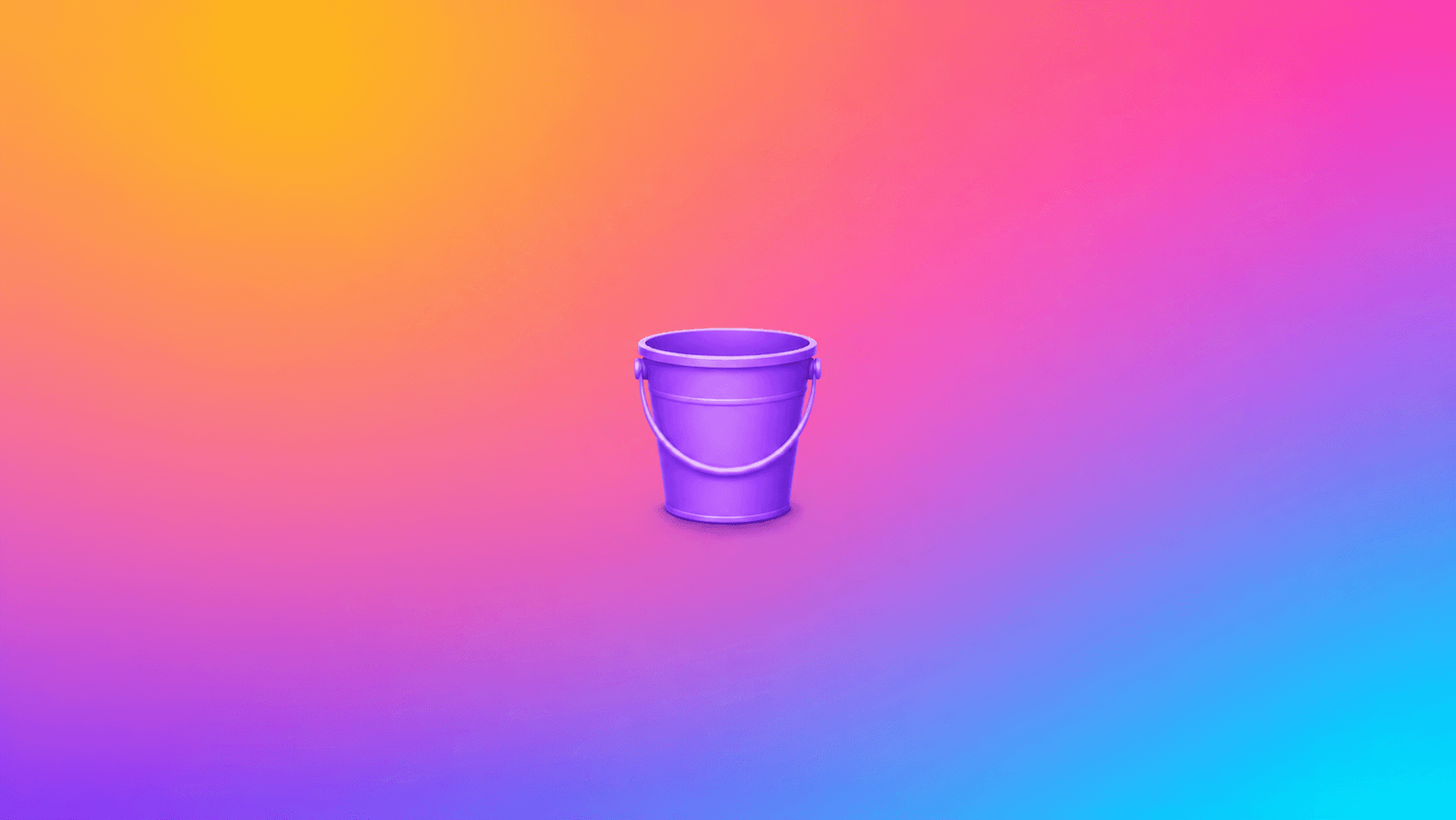 A purple bucket on a colourful gradient background